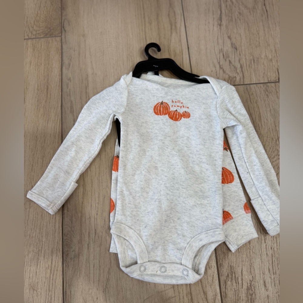 Carter's Gray and Orange Pumpkin Onesie Set